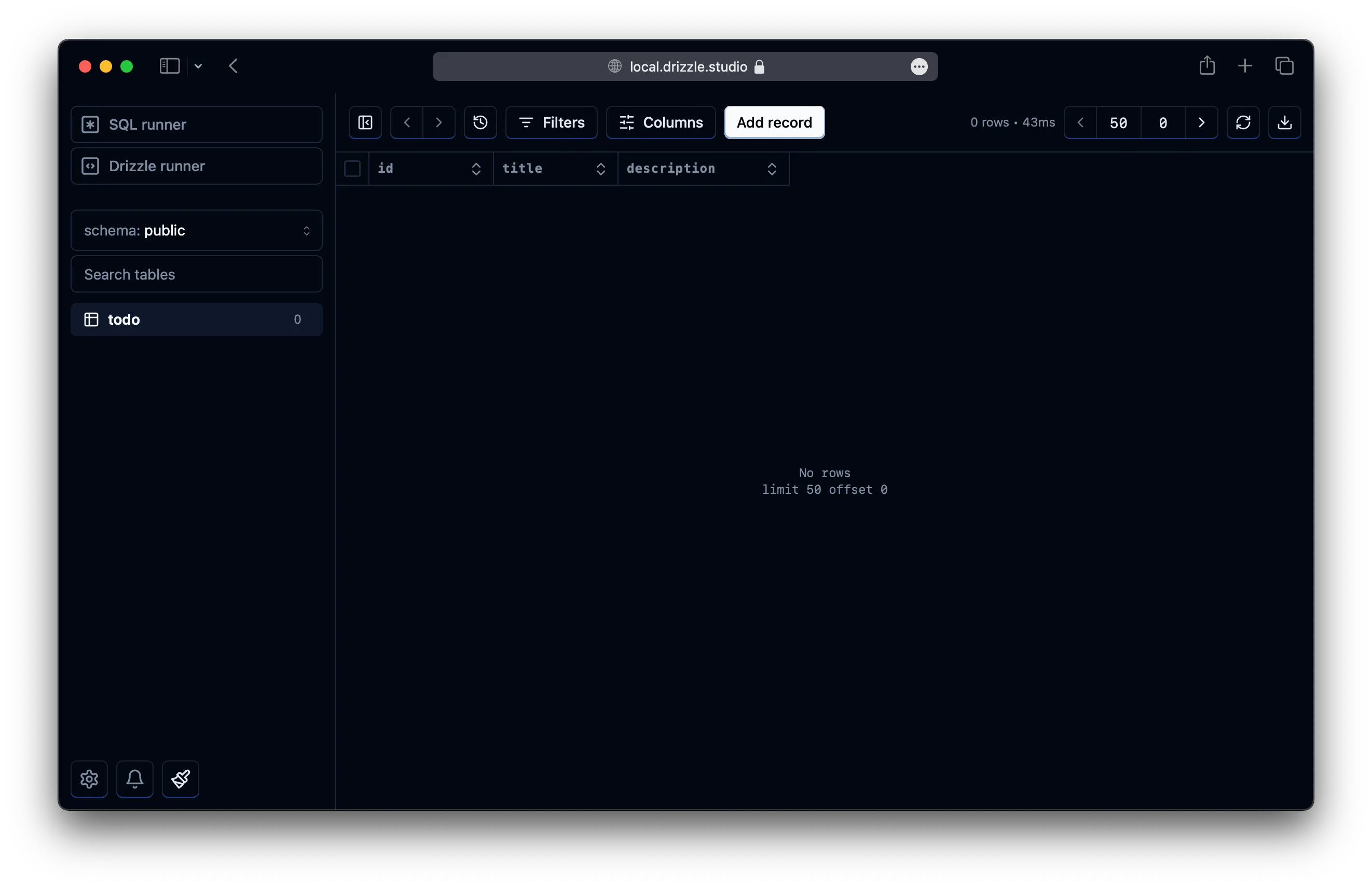 SST와 함께하는 초기 Drizzle Studio